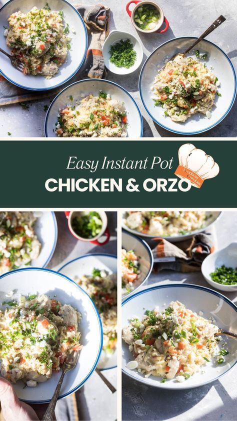 Looking for a quick and delicious main dish? Try this Instant Pot Chicken and Orzo recipe! It's a flavorful, one-pot meal that's perfect for busy weeknights. Tender chicken, savory orzo, and a rich blend of spices come together in a flash. Pin it now and enjoy a fuss-free dinner!   #InstantPotRecipes #ChickenAndOrzo #OnePotMeals #EasyDinner #WeeknightDinner #MainDish Instapot Orzo Chicken, Chicken Orzo Instant Pot Recipes, Instant Pot Chicken And Orzo, Instant Pot Chicken Orzo, Orzo Instant Pot, Instant Pot Orzo, Pressure Cooker Pork Chops, Ip Chicken, Chicken And Orzo