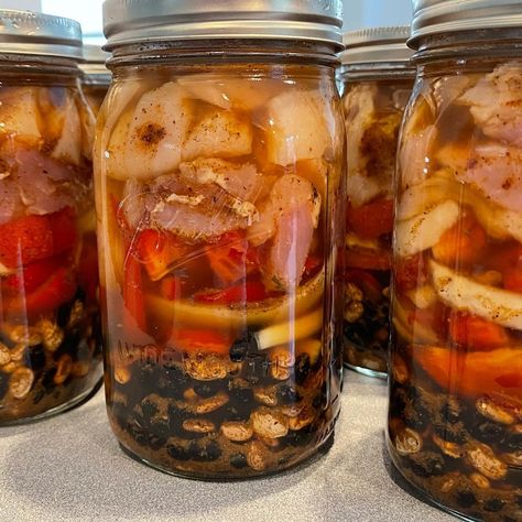 Inspired by a fellow canner, and my son’s love for all things fajita, this recipe embodies Tex-Mex flavors with its combination of beans, meat, peppers and spices. Prefer to omit the beans and just focus on the meat? No worries, simply omit the beans and double the chicken, peppers and onions, then process as described in the instructions. Click here for the canning recipe for Chicken (or any meat) Fajitas and a Fajita Spice Mix! https://canningdiva.com/recipes/chicken-fajita-canning-recipe... Canning Venison, Chicken Peppers And Onions, Fajita Spices, Chicken Peppers, Canning Recipe, Recipe For Chicken, Chicken Fajita, Fajita Recipe, Spice Mix