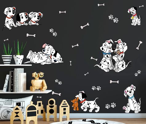 Wallpaper Textured Walls, Wall Decals For Nursery, Disney Decal, Dalmatian Puppies, Disney Bedrooms, Disney Decals, Dog Nursery, Baby Crib Bedding Sets, Disney Rooms