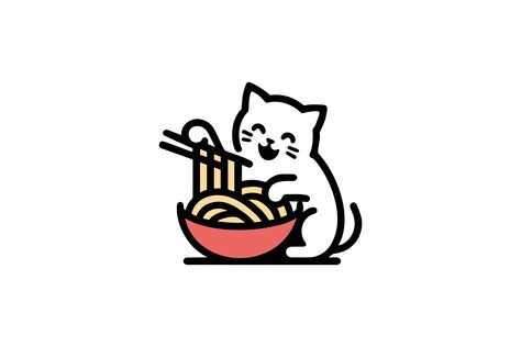 Cat Ramen Logo by Andika Raflesianto Ramen Logo, Pasta Restaurants, Logo Restaurant, King Kong, Logo Inspiration, Ramen, Get Inspired, Creative Professional, Design Inspiration