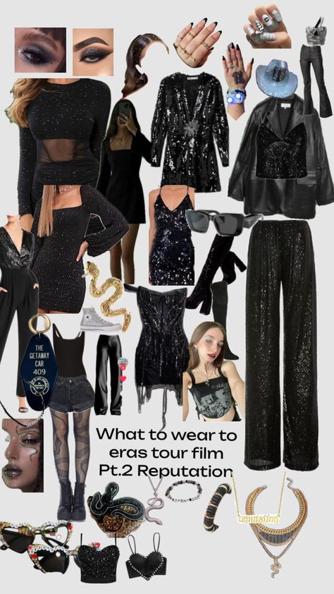 Reputation outfit idea to movie or concert #erastour #erastourfilm #ts Fall Cocktail Party Outfit, Taylor Swift Reputation Era Outfits, Gig Outfit, Taylor Swift Costume, Fashion Show Themes, Era Tour, Cocktail Party Outfit, Taylor Outfits, Taylor Swift Party