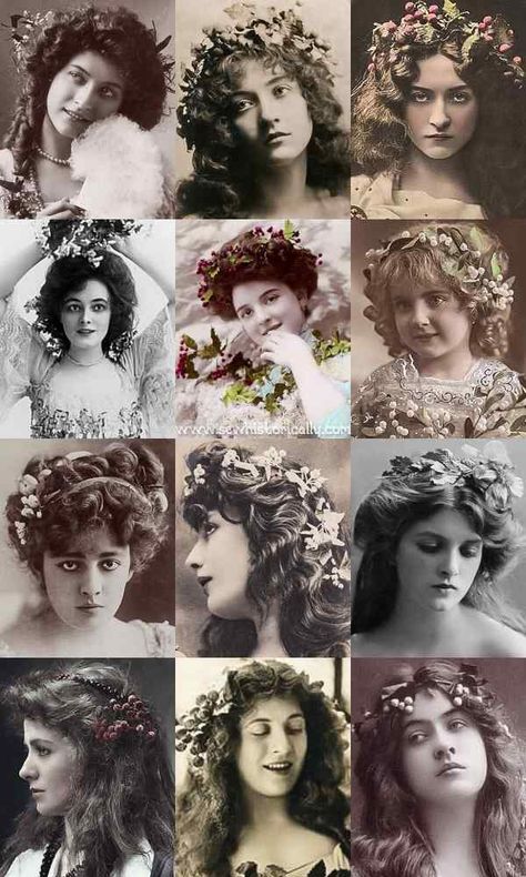 Historical Curly Hairstyles, Historical Long Hair, Edwardian Hair Accessories, Gibson Girl Aesthetic, 1890 Hairstyles, 1890s Hairstyles, 1910s Hairstyles, 1900 Hairstyles, Victorian Era Hair