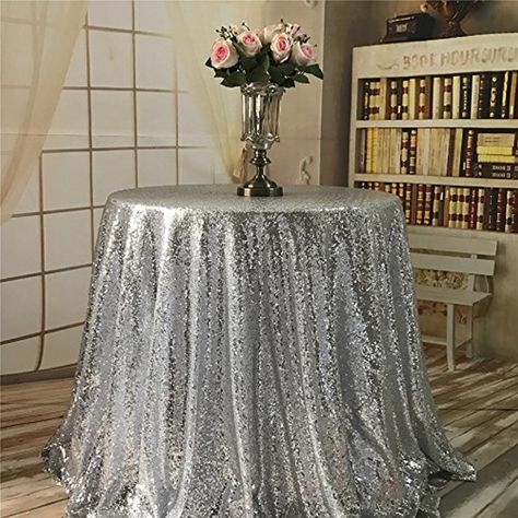 TRLYC 2018 New Arrival Silver 50" Mini Round Sequin Tablecloth for Thanksgiving Day Home Decor ** Check out this great product. (This is an affiliate link) #KitchenDining Sequin Tablecloth Wedding, Silver Tablecloth, Gold Sequin Tablecloth, Tablecloth Christmas, Sequin Tablecloth, Sequin Table, Sequin Wedding, Tablecloth Sizes, Tablecloth Fabric