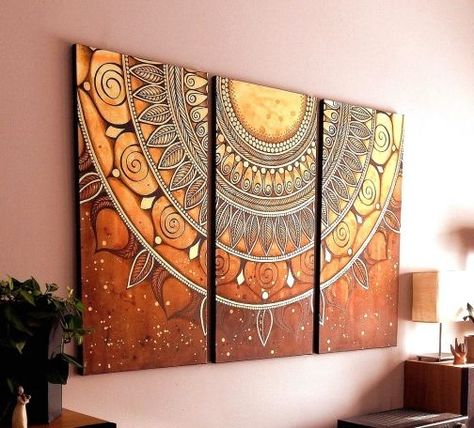 Arsitektur Art Deco, Repurposed Art, Kunst Inspiration, Soyut Sanat Tabloları, Ink Drawings, Mandala Painting, Diy Tips, Boho Wall Decor, Dot Painting