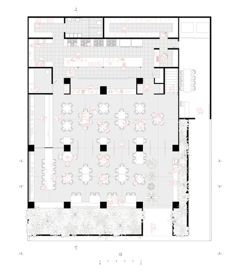 Restaurant Architecture Plan, Restaurant Interior Design Plan, Hotel Restaurant Plan, Restaurant Plan Architecture, Restaurant Layout Plan, Restaurant Design Plan, Restaurant Floor Plan, Architecture Symbols, Church Design Architecture