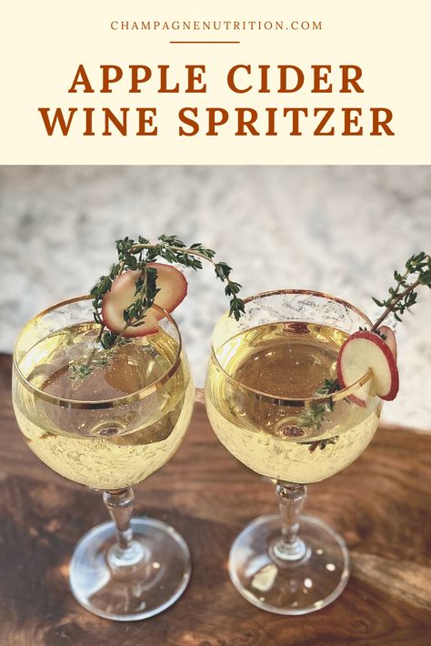 Apple Cider Wine Spritzer - a simple, healthy cocktail Types Of White Wine, Cider Wine, Vegan Cocktails, White Wine Spritzer, Cider Cocktail, Apple Cider Cocktail, Simple Cocktail, Wine Spritzer, Cider Cocktails