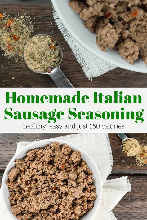 Italian Sausage Seasoning, Sausage Italian, Homemade Italian Sausage, Healthy Italian Recipes, Homemade Sausage Recipes, Sausage Meat, Homemade Dry Mixes, Sausage Seasoning, Italian Chicken Sausage