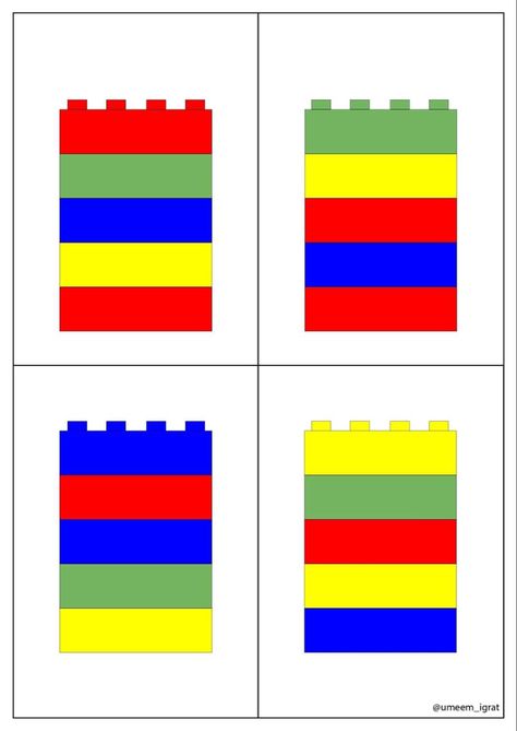 Color Popsicle Stick Activity, Pattern Cards Preschool, Table Games For Kids, Lego Therapy, Printable Lego, Lego Math, Lego Education, Language Therapy Activities, Homeschool Preschool Activities