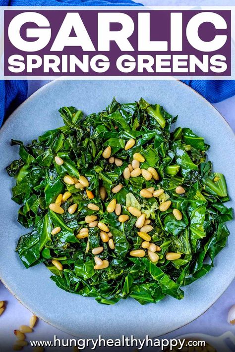 Spring Greens Recipe, Garlic Greens, Garden Vegetable Recipes, Blackeyed Peas, Healthy Potato Recipes, Vegetable Side Dishes Recipes, Veg Dishes, Veggie Food, Garden Vegetable