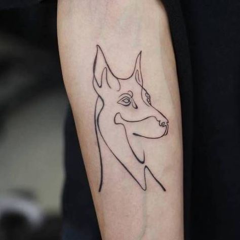 The 16 Most Epic Doberman Tattoos White Doberman Pinscher, Doberman Tattoo, Dog Line Art, Traditional Tattoo Art, Tattoo Sketch, Line Art Tattoos, Suwon, Tattoo Art Drawings, Tattoo Meaning