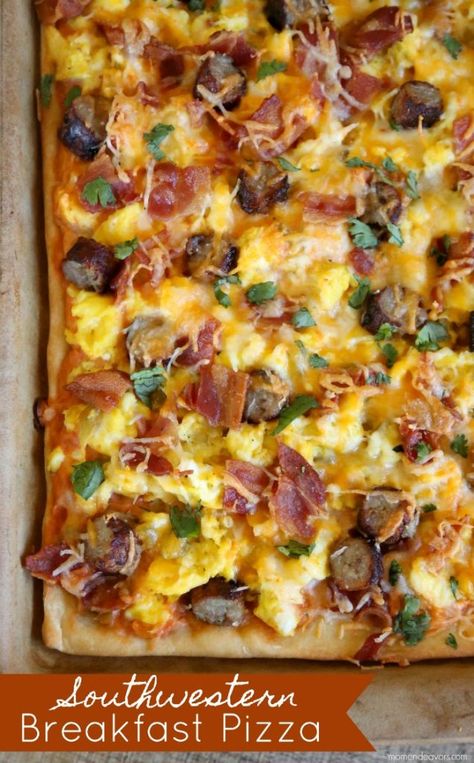 Southwestern Breakfast Pizza Breakfast Pizza Sauce, Southwest Breakfast, Homemade Dough Recipe, Cake Mom, Resep Pizza, Menu Sarapan Sehat, Breakfast Pizza Recipe, Breakfast Crockpot Recipes, Ideas For Breakfast