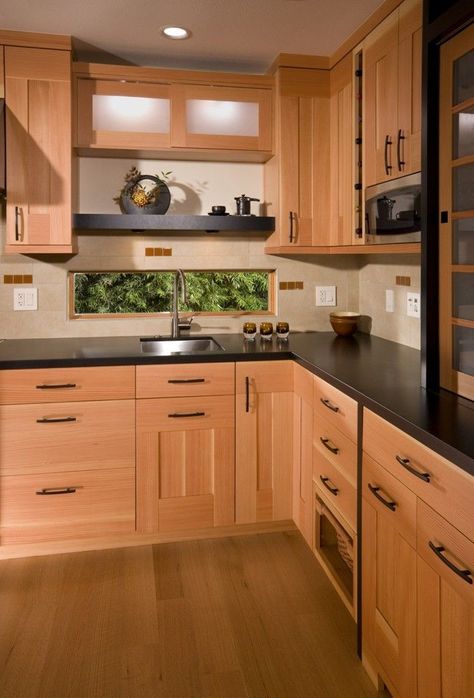 Elegant Wooden Kitchen 25 #kitchenfurniture #wooden #kitchen #furniture Asian Kitchen Design, Contemporary Wooden Kitchen, Modern Wooden Kitchen, Long Narrow Kitchen, Cabinet Colours, Model Dapur, Wooden Kitchen Cabinets, Grill Outdoor, Porch Outdoor