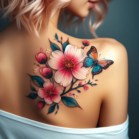 Looking for tattoo inspiration? Check out these cherry blossom designs that highlight the elegance and meaning of this beautiful flower. 🌷🌿 #tattoo_art #tattoo_sketch #tattoo #tattoo_for_woman #tattoo_ideas #tattoo_for_man Flower With Butterflies Tattoo, Tattoo Art Ideas, Flower Tat, Tattoo Concepts, Woman Tattoo, Tattoos For Women Flowers, Sketch Tattoo, Butterfly Tattoos, Blossom Tattoo