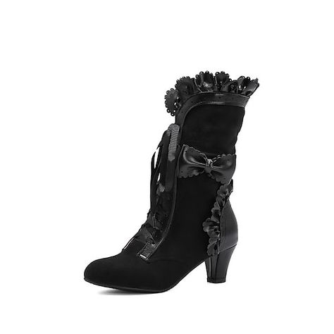 Category:Boots; Upper Materials:PU; Embellishment:Lace; Season:Winter,Fall; Heel Type:Kitten Heel; Gender:Women's; Activity:Walking; Toe Shape:Round Toe; Type:Booties Ankle Boots; Style:Minimalism,Elegant,Casual; Heel Height(inch):1-2; Outsole Materials:Rubber; Occasion:Outdoor,Christmas,Daily; Closure Type:Lace-up; Pattern:Solid Color; Listing Date:09/25/2023; Production mode:External procurement; 2023 Trends:Brogue,Xmas Shoes,Heel Boots,Plus Size; Foot Length:null; Foot Width:null; Size chart Kawaii Boots, Lace High Heels, Victorian Boots, Popular Boots, Bow Boots, Lace Up High Heels, Costume Shoes, Casual Heels, White Boots