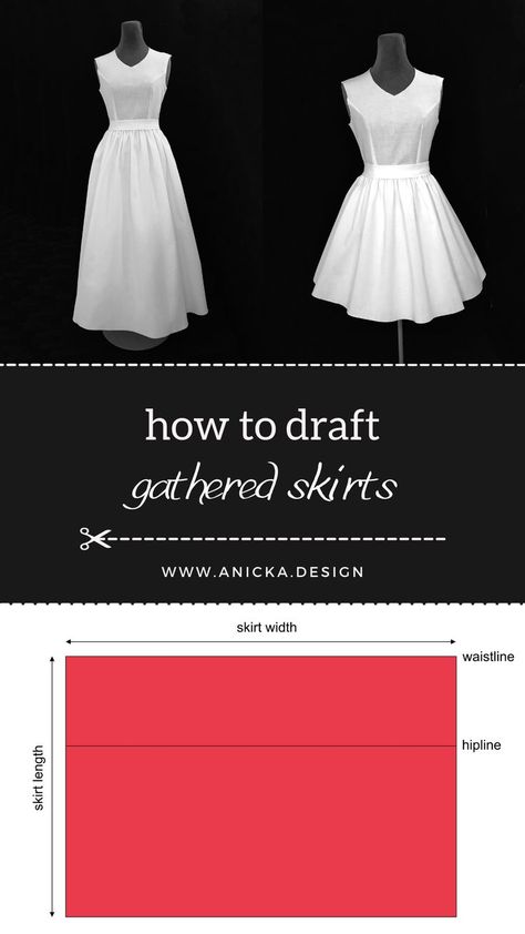 Short gathered skirt and long gathered skirts and gathered skirt pattern. Gathered Dress Gowns, Sew Gathered Skirt, Aline Skirt Pattern Drafting, How To Make A Gathered Skirt, Full Skirt Pattern Free, Gathered Skirt Tutorial, Adjustable Skirt Pattern, Long Flared Skirt Pattern, How To Sew A Skirt