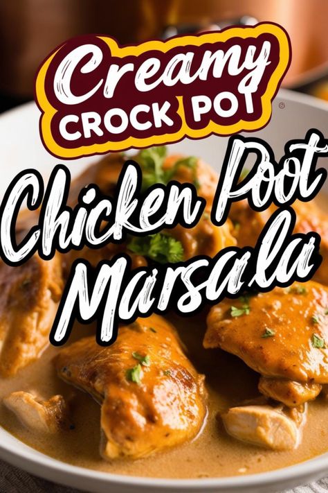 This easy Crock Pot Chicken Marsala is a simple, creamy dinner that will satisfy your taste buds! Tender chicken, savory mushrooms, and a rich Marsala wine sauce make this dish perfect for busy weeknights. Just set it and forget it in your slow cooker! Chicken Marsala Crockpot, Crock Pot Chicken Marsala, Creamy Crock Pot Chicken, Best Chicken Marsala Recipe, Best Chicken Marsala, Slow Cooker Chicken Marsala, Easy Crock Pot Chicken, Chicken Marsala Recipe, Chicken Cook