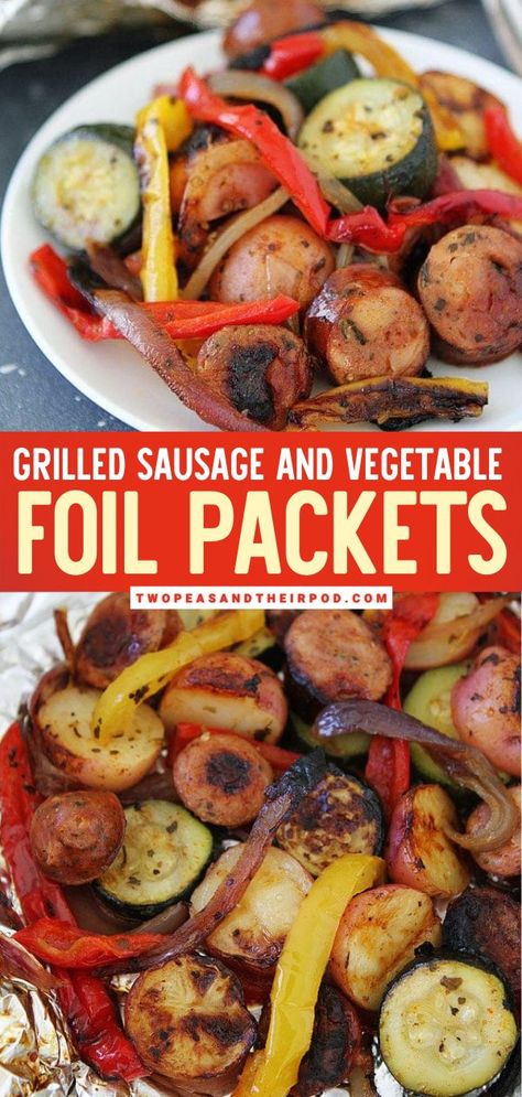 Bratwurst Foil Packets, Sausage Packets For Grill, Brats Foil Packets, Sausage Foil Packets For Camping, Kielbasa Foil Packets For The Grill, Sausage Grilling Recipes, Easy Dinner Ideas On The Grill, Smoked Sausage Foil Packets Grill, Bbq Foil Packets For The Grill