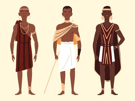 Africa Tribes, Tribes Man, Black Characters, Man Character, African Culture, Family Day, Premium Vector, Graphic Resources, Concept Art