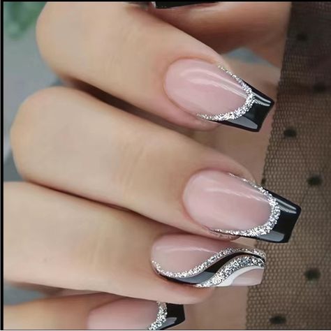 Sparkly french manicure