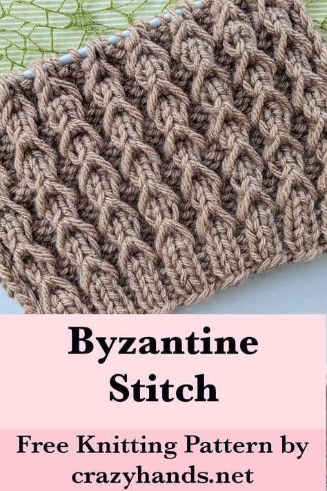 Byzantine Ribbed Knit Stitch Pattern 8 Stitch Knitting Pattern, Ribbed Knit Stitch, Knitting Braid Pattern, Free Knitting Pattern Blanket, Cool Knitting Stitches, Free Knitting Stitch Patterns, Different Knitting Stitch Patterns, Knit Stitches Patterns, Rib Knitting Patterns