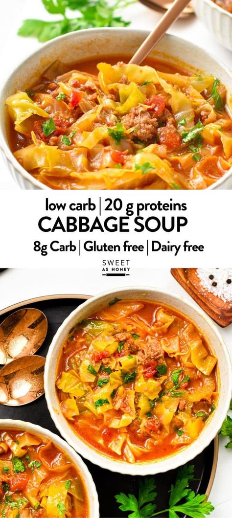 Keto Hamburger Cabbage Soup, Low Carb Cabbage Recipes Soups, Best Keto Soups, Keto Cabbage Soup Ground Beef, Low Carb Easy Soup, Soup High Protein Low Carb, Carb Light Meals, Soups For Dieting, Healthy Stuffed Cabbage Soup