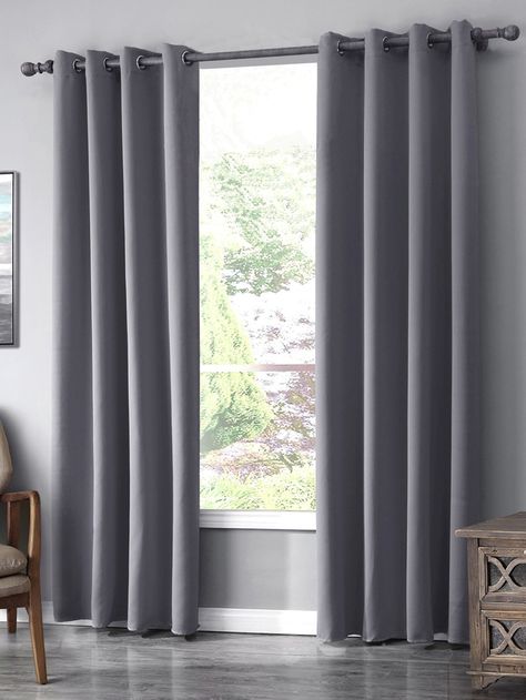 Shein Curtains, Gray Curtains Bedroom Ideas, Grey Bedroom Curtains, Curtains Bedroom Blackout, Garcia House, Grey Curtains Bedroom, Dark Grey Curtains, Grey Curtains Living Room, Cortina Boho