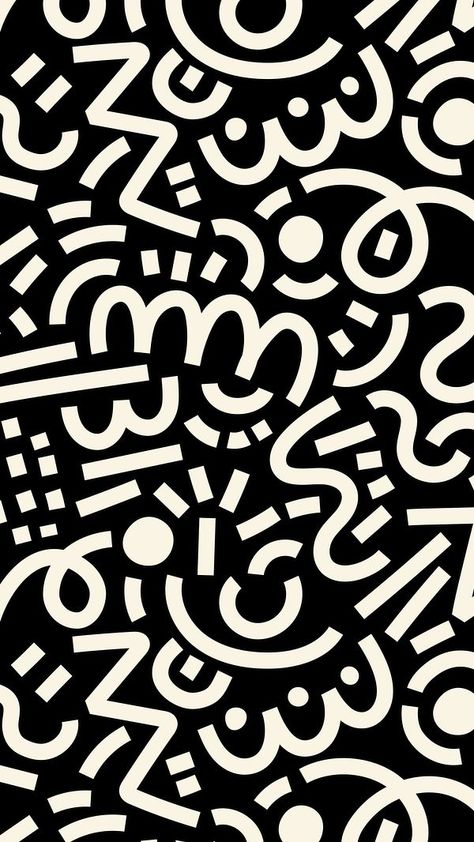 iPhone wallpaper Memphis pattern, black | Premium Photo - rawpixel Dune Wallpaper, Black White Doodle, White Doodle, Monochrome Background, Memphis Pattern, Doodle Design, Abstract Pattern Design, Tableau Art, Graphic Design Pattern