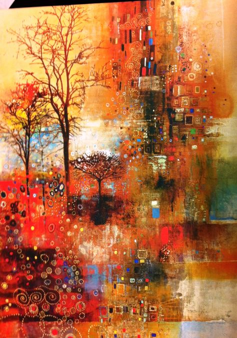 Fall Paintings Abstract, Autumn Abstract Art, Warm Abstract Art, Fall Abstract Painting, Autumn Abstract Painting, Fall Abstract Art, Blooming Tree Painting, Tote Bag Ideas, Rome Painting