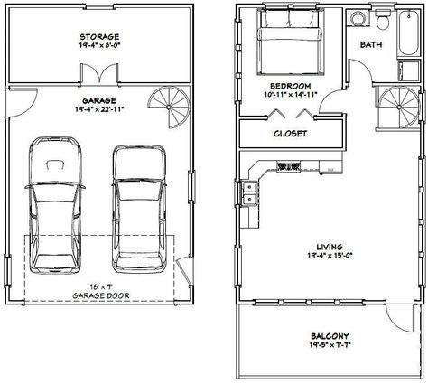 20X32 HOUSE -- 1 Bedroom -- 4:12 Roof Pitch -- PDF Floor Plan -- Model 7O - $29.99 | PicClick Carriage House Plans, Garage Apartment Plans, Garage Apartments, Tiny House Floor Plans, Casas Coloniales, Garage Apartment, Casa Container, Apartment Plans, Shed Homes