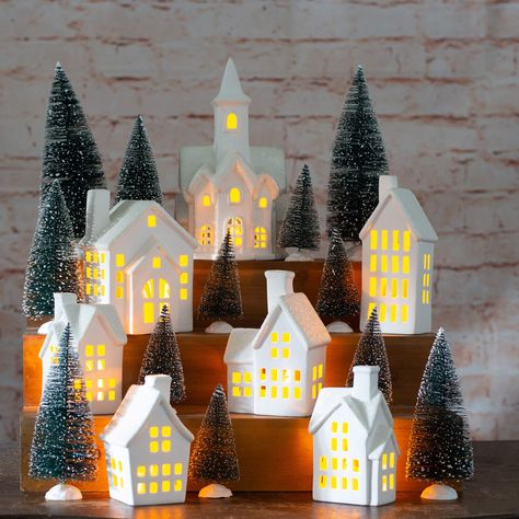 Diy Christmas Village Houses, Christmas Village Decorations, Christmas Village Sets, Diy Christmas Village, Christmas Village Houses, Winter Village, Christmas Village Display, Led Tea Lights, Christmas Mantel Decorations