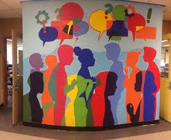 Diversity Mural Art Projects, Elementary School Murals Ideas, Classroom Mural Ideas, School Murals Highschool, Elementary School Murals, Diversity Mural, Mural School, Graffiti School, Classroom Walls Paint