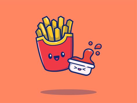 fast food family!! 😹 🍔 🍕🌭🍟🍦🍿🥤 by catalyst on Dribbble French Fries Wallpaper, Cute Cartoon Food, Doodles Bonitos, Cafe Menu Design, Food Doodles, Food Icon, Food Cartoon, Vector Icons Illustration, Illustration Food