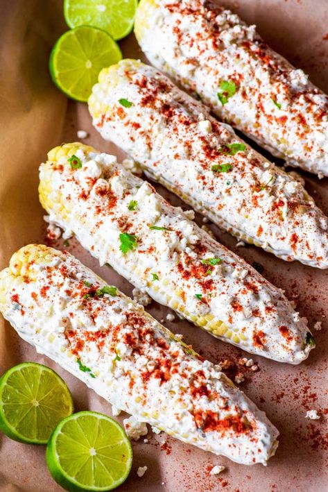 Baked Mexican Corn, Baked Mexican Street Corn, Mexican Appetizers Easy, Mexican Corn Recipes, Corn In The Oven, Oven Roasted Corn, Elote Recipe, Mexican Street Corn Recipe, Street Corn Recipe