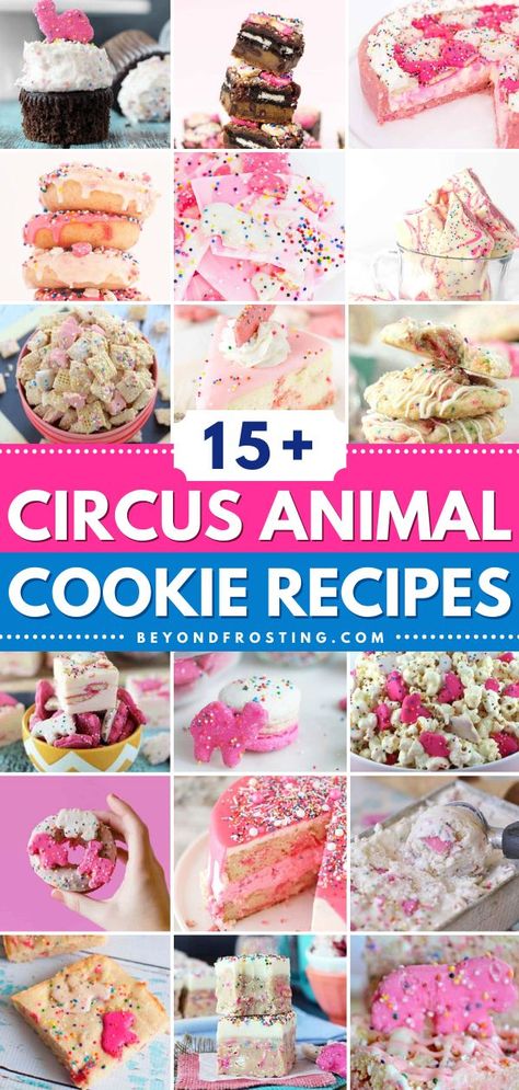 Don't miss out on these Circus Animal Cookie Recipes! Nothing will satisfy your craving like these recipes with circus animal cookies. Find a new dessert idea to try, like cheesecake, cake, ice cream, and more! Mothers Circus Animal Cookies, Circus Animal Recipes, Circus Cookie Cheesecake, Iced Animal Cookies Desserts, Frosted Animal Cookie Cheesecake, Recipes With Animal Crackers, Circus Cookie Desserts, Circus Animal Cookie Cheesecake, Frosted Animal Cookie Recipes