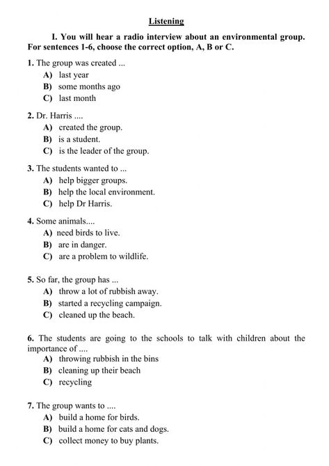 Listening Comprehension Worksheets, Listening Skills Worksheets, English Pictures, Listening Test, The Worksheet, Listening Comprehension, Environmental Problem, Music Worksheets, English As A Second Language (esl)