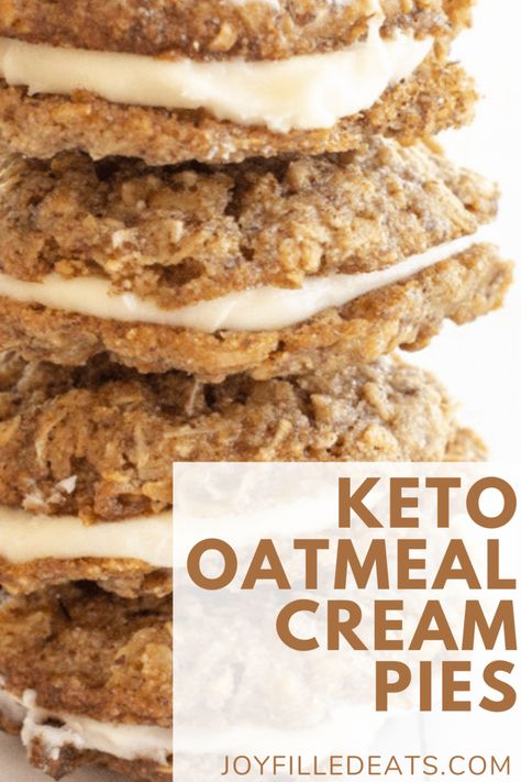 Keto Oatmeal Cream Pies, Keto Cookies And Cream, Keto Oatmeal Cookies, Macro Desserts, Thm Deserts, Whoopi Pies, Thm Cookies, Keto Instant Pot Recipes, Low Carb Oatmeal