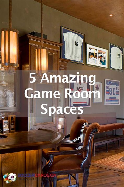 Game rooms, fan caves - whatever you want to call them – we all know what you’re talking about: epic, fun-inducing spaces meant to entertain big and little kids alike. For sports fans, these spaces are also ideal for displaying memorabilia and watching the big game with friends. Displaying Memorabilia, Sports Memorabilia Room, Sports Memorabilia Display, Game With Friends, Memorabilia Display, Sports Room, Game Rooms, Entertainment Space, Big Game