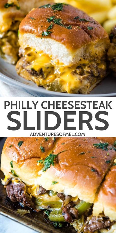 Cheese Steak Sliders, Philly Cheesesteak Sliders Recipe, Steak Sliders, Best Philly Cheesesteak, Sliders Recipes Hawaiian Rolls, Easy Slider Recipes, Cheesesteak Sliders, Hawaiian Roll Sliders, Philly Cheese Steak Sliders