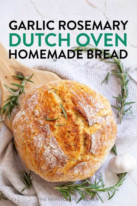 Dutch Oven Herb Bread, Dutch Oven Easy Bread, Italian Dutch Oven Bread, Peasant Bread Dutch Oven, No Knead Garlic Rosemary Bread, Dutch Oven Bread Instant Yeast, Bread Cooked In Dutch Oven, Dutch Oven Garlic Bread Recipes, Simple Dutch Oven Bread