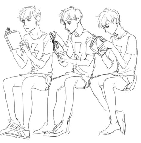 ALMOST AS COOL AS YOU — im having a hard time thinking of poses to... Book Reading Pose Drawing, Reading Drawing Reference Poses, Sitting And Reading Pose Drawing, Man Reading Drawing, Reading Reference Drawing, Person With Book Reference, Character Reading Book Pose, Reading Poses Drawing, Person Reading Drawing Reference