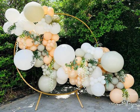 Balloon Garland On Round Stand, Succulent Balloon Arch, Round Arch Photo Backdrop, Balloon Arch Garden Party, Ring Backdrop With Balloons, Circle Arch Balloon Garland, Balloon Garland Photo Backdrop, Non Balloon Backdrop, Balloon Circle Backdrop