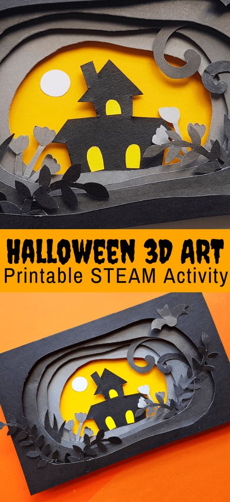 Halloween Paper Craft in 3D (FREE Printable) | Little Bins for Little Hands Activity For Halloween For Kids, Halloween Crafting For Kids, Halloween Activities Crafts, Fall Kid Crafts Elementary, Halloween 2nd Grade Craft, Hands On Halloween Activities For Kids, Halloween 3rd Grade Craft, 2nd Grade Halloween Crafts Art Projects, Grade 4 Halloween Art