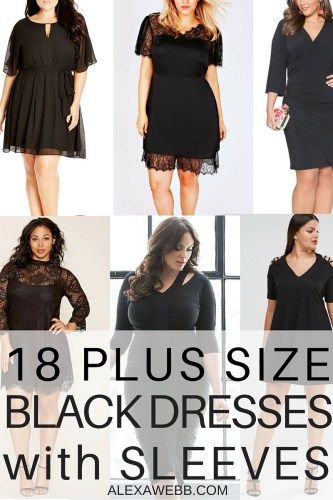 18 Plus Size Black Dresses with Sleeves - Plus Size LBD - Plus Size Fashion - alexawebb.com Black Dresses With Sleeves, Outfit With Sleeves, Sequin Dress With Sleeves, Plus Size Women Outfits, Dress For Chubby Ladies, Black Dress Outfit Party, Dress For Chubby, Dresses For Apple Shape, Party Dresses With Sleeves