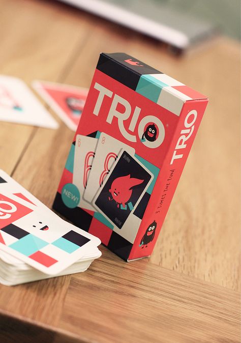 Trio Card Game Packaging Toys Packaging, Game Packaging, Fun Packaging, Senior Design, Game Card Design, Crystal Drawing, Card Games For Kids, Board Game Design, Toy Packaging