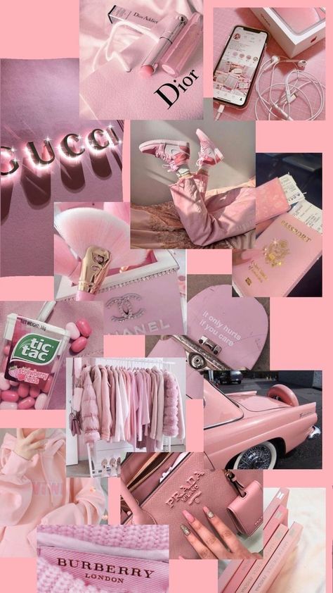 Pink Collage, Wallpaper Aesthetic, Pink And Gold, Wallpapers, Collage, Iphone, The World, Pink, Gold