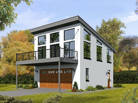 062G-0081: 2-Car Garage Apartment Plan with Modern Style Camp Plans, Garage Apartment Plan, Plan Garage, Apartment Plan, Carriage House Plans, Garage Loft, Garage Apartment Plans, Modern Garage, Garage Apartments