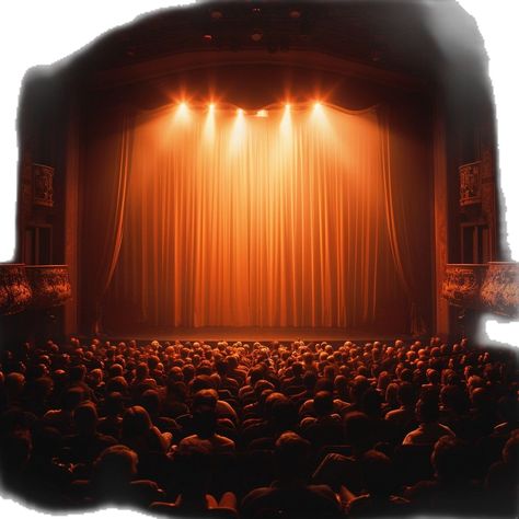 Theatre Curtains Aesthetic, Theatre Lighting Design Inspiration, Stage With Audience, Theater Audience, Theater Painting, Call Image, Theatre Spotlight, Theater Curtains, House Theater