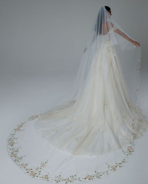 Petal Veil 4151V Morilee- matching veil to my dress Petal Veil, Embroidery On Tulle, Cathedral Length Veil, Veil Styles, Tulle Veil, Summer Beach Wedding, Tulle Veils, Wedding Dress With Veil, Mother Wedding Dress