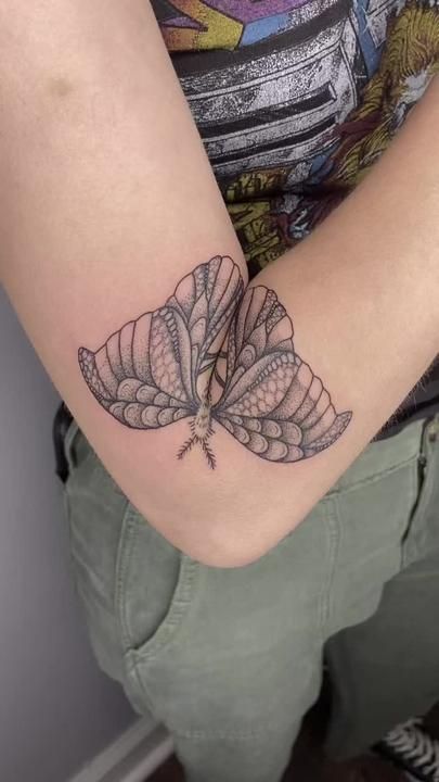 Madisonofabitch on TikTok Draugr Tattoo, Moth Elbow Tattoo, Types Of Moth, Moth Arm Tattoo, Tattoo Types, Inner Elbow Tattoo, Tattoo Elbow, Inner Elbow Tattoos, Types Of Moths