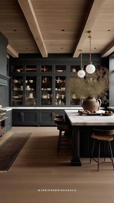 J. Reiko Design + Co. (@jreikodesignandco) • Instagram photos and videos Modern English Kitchen, Ski Chic, Moody Kitchen, Moody Modern, Grey Kitchen Designs, Barn Kitchen, Kitchen Inspiration Design, Kitchen Cabinetry, The Ranch